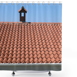 Personality  Brick Chimney On The House With A Tiled Roof Shower Curtains