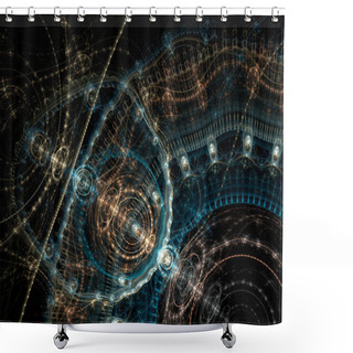 Personality  SteamPunk Fractal Background   - Universe Clockwork  Fractal Art Shower Curtains