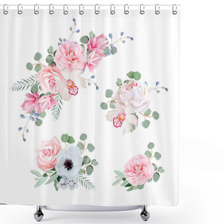 Personality  Sweet Wedding Bouquets Of Rose, Peony, Orchid, Anemone, Camellia Shower Curtains