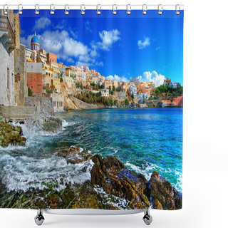 Personality  Beautiful Greek Islands Series - Syros Shower Curtains