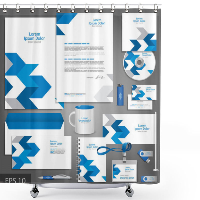 Personality  White Corporate Identity Template With Blue Arrows Shower Curtains