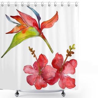Personality  Flowers Isolated On White. Watercolor Background Illustration Set.  Shower Curtains