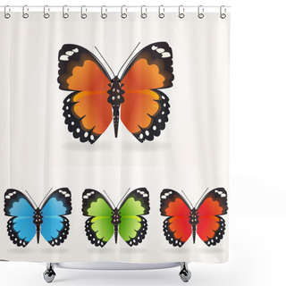 Personality  Vector Butterfly Collection.White Bacground. Shower Curtains