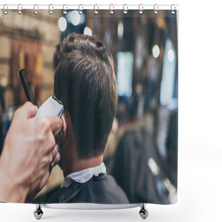 Personality  Barber Cutting Hair Of Customer  Shower Curtains