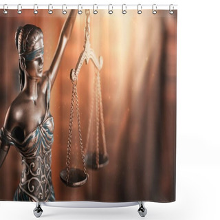 Personality  Themi Symbol Of Justice, On Background Shower Curtains