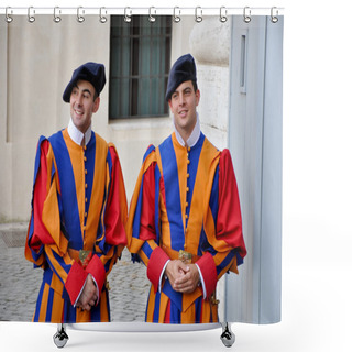 Personality  Papal Swiss Guard In Uniform. Shower Curtains