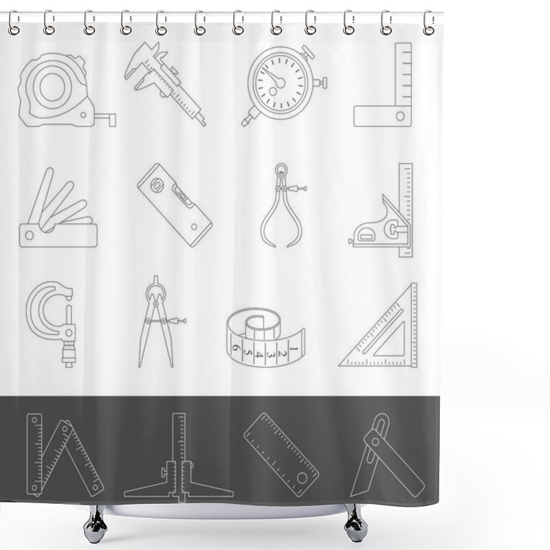 Personality  Line Icons - Measuring Tools Shower Curtains