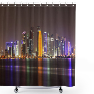 Personality  Doha Skyline At Night, Qatar, Middle East Shower Curtains