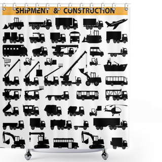 Personality  Vector Commercial Vehicles Pictograms Shower Curtains