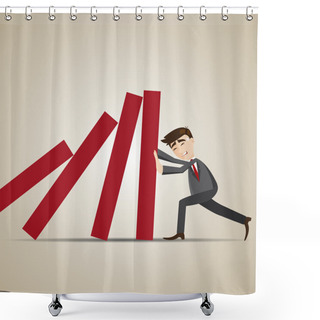 Personality  Cartoon Businessman Resist Dominos Falling Shower Curtains