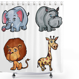 Personality  Set Of Cartoon Wild Animals Shower Curtains
