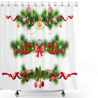 Personality  Christmas Decoration With Spruce Tree Shower Curtains