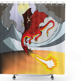 Personality  Fire Breathing Dragon Shower Curtains