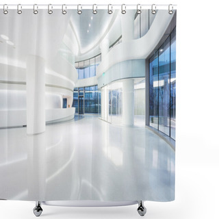 Personality  Futuristic Modern Office Building Interior Shower Curtains
