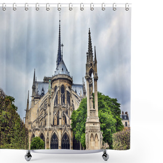 Personality  Back Flying Buttresses Overcast Notre Dame Cathedral Paris Franc Shower Curtains
