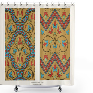 Personality  Medieval Floral Patterns In Rich Colors Upon Gold Grounds. Shower Curtains