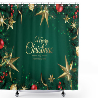 Personality  Merry Christmas Background With Christmas Element. Vector Illustration Shower Curtains