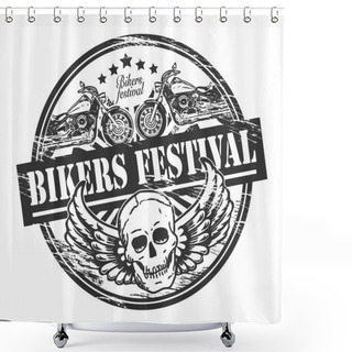 Personality  Bikers Festival Stamp Shower Curtains