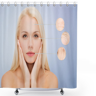 Personality  Face Of Beautiful Happy Young Woman Shower Curtains