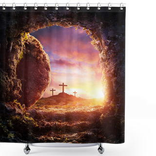 Personality  Empty Tomb - Crucifixion And Resurrection Of Jesus Christ Shower Curtains