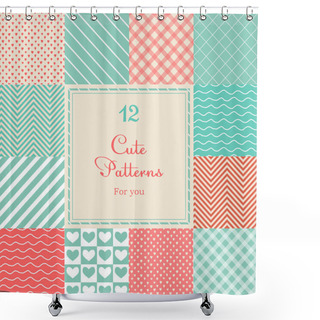 Personality  12 Cute Different Vector Seamless Patterns (tiling). Shower Curtains
