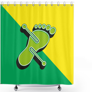 Personality  Acupuncture Green And Yellow Modern 3d Vector Icon Logo Shower Curtains