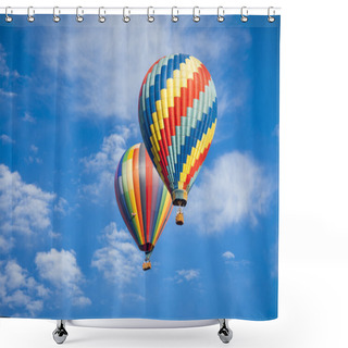 Personality  Beautiful Hot Air Balloons Against A Deep Blue Sky Shower Curtains
