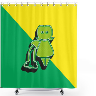 Personality  Aquarius Zodiac Symbol Of Female Water Carrier Green And Yellow Modern 3d Vector Icon Logo Shower Curtains