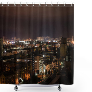 Personality  Cityscape With Illuminated Buildings And Streets At Night Shower Curtains