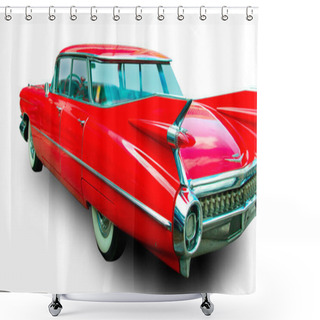 Personality  Classical American Vintage Car Cadillac Eldorado 1959 Isolated On White Background. Shower Curtains