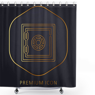 Personality  Bank Safe Box Golden Line Premium Logo Or Icon Shower Curtains