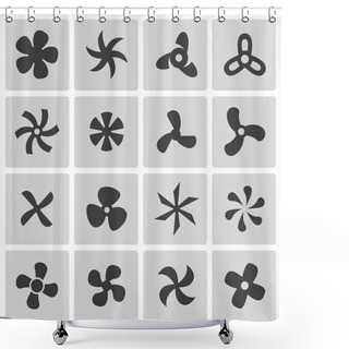 Personality  Vector Black Fans And Propellers Icons Set Shower Curtains