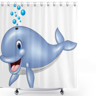 Personality  Cartoon Blue Whale Isolated On White Background Shower Curtains