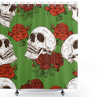 Personality  Roses And Skulls Shower Curtains