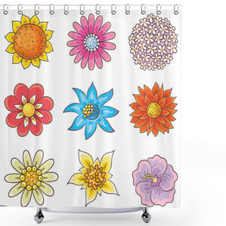 Personality  Cartoon Hand Drawn Flowers Shower Curtains