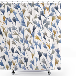 Personality  Watercolor Leaf Stem Vector Seamless Pattern. Leaves Blowing In The Wind Hand Painted White Background. Autumn Fall Mood Wildflower Illustration. Faded Variegated Dye Colors. Repeat Tile In EPS 10 Shower Curtains
