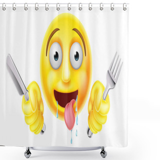 Personality  Starving Hungry Emoticon Emoji Shower Curtains