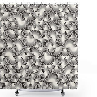Personality  Vector Seamless Black And White Triangle Sunburst Lines Irregular Pattern Shower Curtains