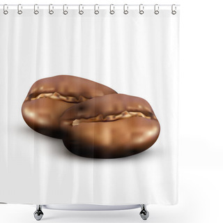 Personality  Coffee Beans Macro. Vector Illustration.  Shower Curtains