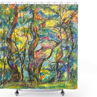 Personality  Painted Landscape Oil Shower Curtains