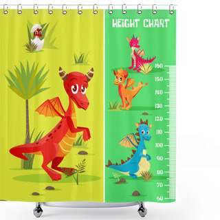 Personality  Vector Height Chart, Wall Meter Baby Dinosaurs Shower Curtains