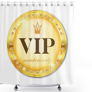 Personality  VIP Label. Gold Shower Curtains