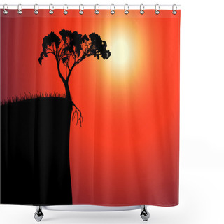 Personality  Single Lonely Tree On The Brink Shower Curtains