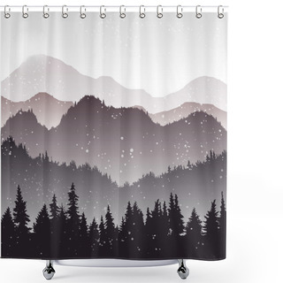 Personality  Landscape With Fir Trees And Snow Shower Curtains