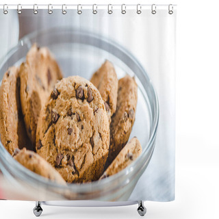 Personality  Cookies With Chocolate In Bowl Shower Curtains