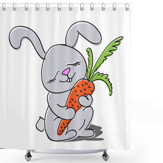 Personality  Cute Rabbit With Carrot. Shower Curtains