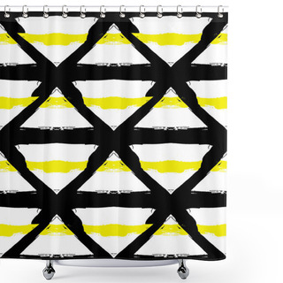 Personality  Painted Striped Yellow Black Pattern Shower Curtains