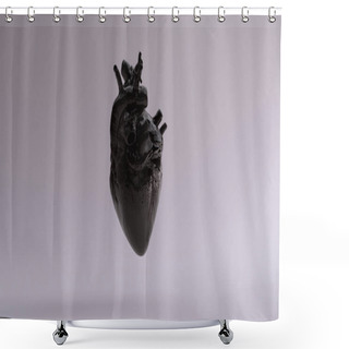 Personality  Black Anatomical Heart 3d Illustration 3d Render  Shower Curtains