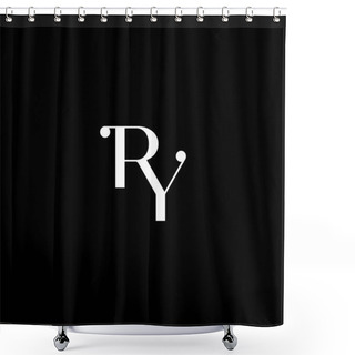 Personality  R Y Letter Logo Abstract Design On Black Color Background. Ry Monogram Shower Curtains