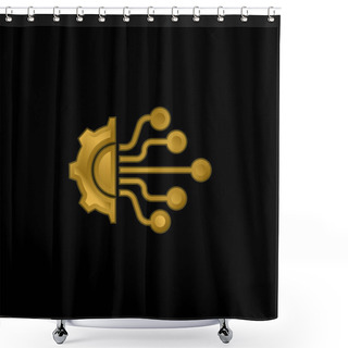 Personality  Artificial Intelligence Gold Plated Metalic Icon Or Logo Vector Shower Curtains